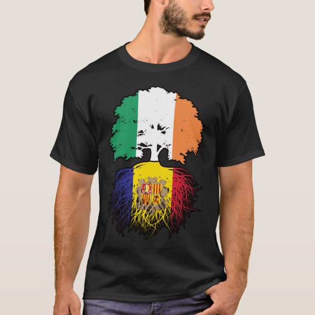 T-shirt Andorre Andorre Irlande Irlande Arbre Drapeau (Devant)