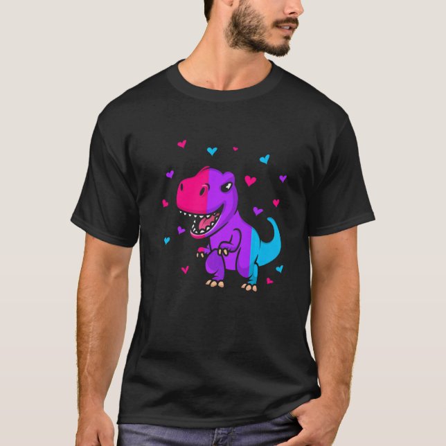 T-shirt Androgyne Pride Flag Dinosaur Androgyne Flag (Devant)
