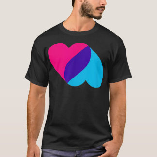 T-shirt Androgynous Double Heart androgyne color pride
