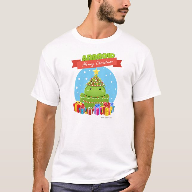 T-shirt Android Merry Carte de voeux (Devant)