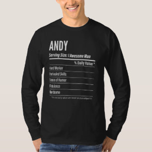 T-shirt Andy Taille du service Nutrition Étiquette Calorie