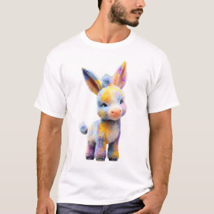 T-shirt Âne Bébé aux Fourrures Arc-en-Ciel Vibrantes pour