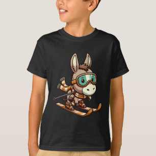 T-shirt Âne de ski avec lunettes et écharpe hiver alpin