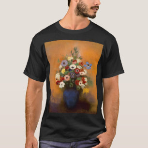 T-shirt Anémones vintages et lilas dans un vase bleu