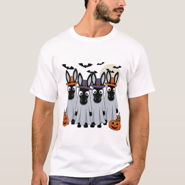 T-shirt ânes fantômes Halloween Donkey (Devant)