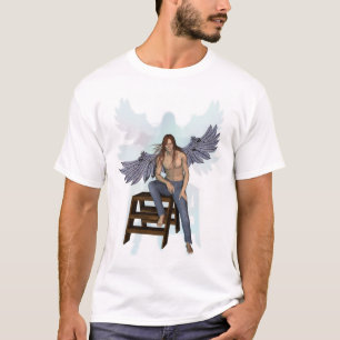 T-shirt Ange dans des blues-jean