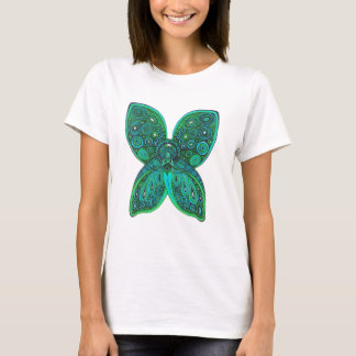 T-shirt Ange de papillon avec des ailes de vert bleu