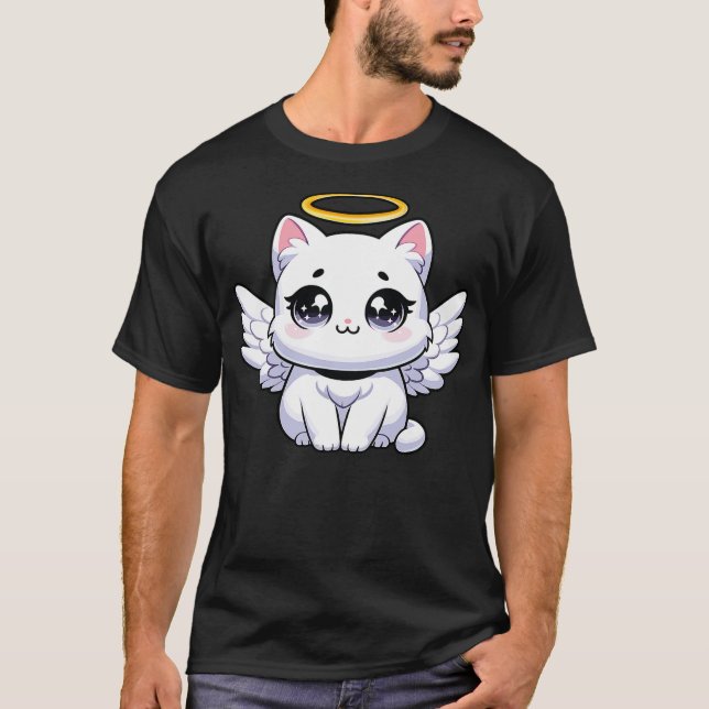 T-shirt Angel Cat, Anime Angel Kitten (Devant)