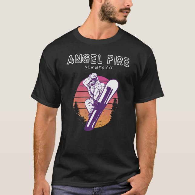 T-shirt Angel Fire Nouveau Mexique Retro Snowboarder (Devant)