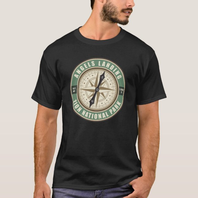 T-shirt Anges Landing Trail Utah Comass Randonnée Badge (Devant)