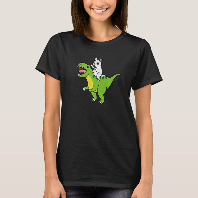 T-shirt Anglais Bull Terrier Riding Rex Dinosaur Chien (Devant)