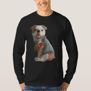 T-shirt Anglais Bulldog I Love Maman Tattoo Dog Funny Moth