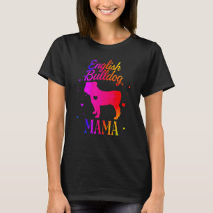T-shirt Anglais Bulldog Mama Vintage coloré mignonne chien