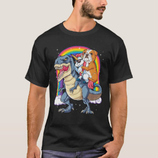 T-shirt Anglais Bulldog Unicorn Dinosaur T Rex Girls Rainb