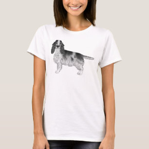 T-shirt Anglais Cocker Spaniel Design En Noir Et Blanc