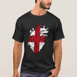 T-shirt Anglais Coeur Angleterre Drapeau St George's Cross