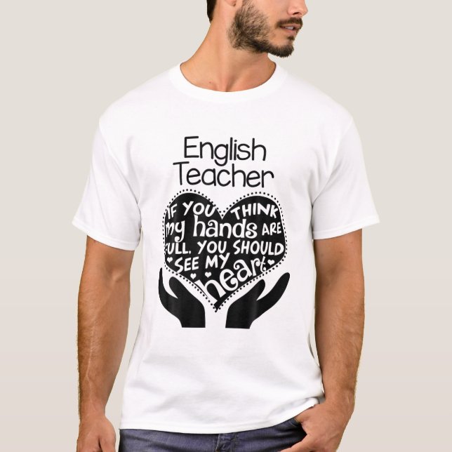 T-shirt Anglais ELA ELAR Enseignant T Coeur Mains École Ca (Devant)