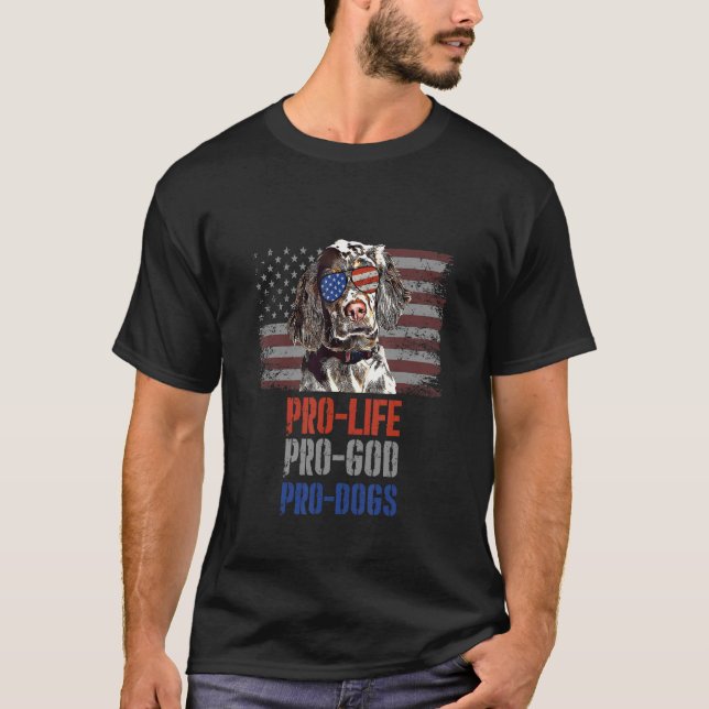 T-shirt Anglais Setter Anti-avortement Pro God Pro Chiens (Devant)