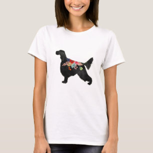 T-shirt Anglais Setter Chien race Bohème Floral Silhouett