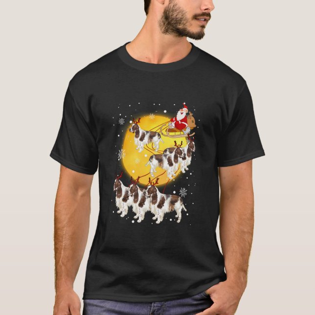 T-shirt Anglais Springer Spaniel Reindeer Chien de Noël Lo (Devant)