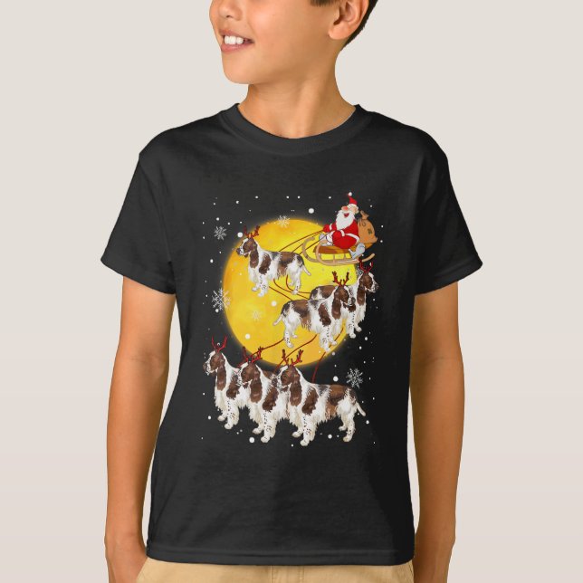 T-shirt Anglais Springer Spaniel Reindeer Chien de Noël Lo (Devant)