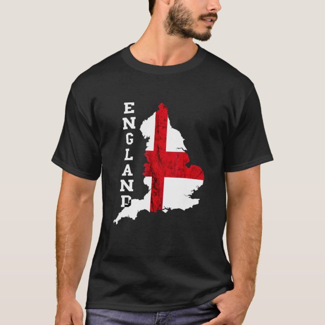 T-shirt Angleterre Carte St George's Cross Français Drapea (Devant)