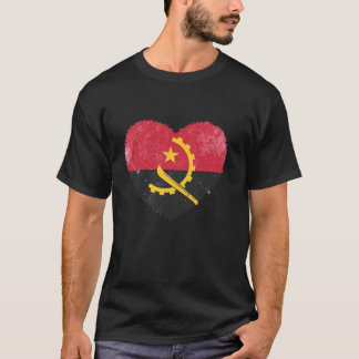 T-shirt Angola Afrique Angolais Drapeau Amour Coeur long