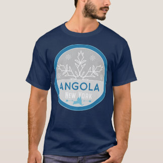 T-shirt Angola New York NY Winter Frozen Snowflake Badge 