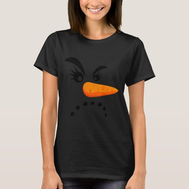 T-shirt Angry Snowman Face Eyelashes Christmas Snowman Cos (Devant)