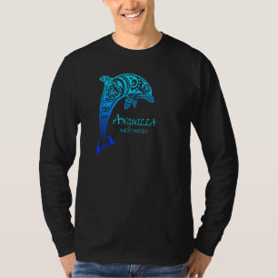 T-shirt Anguilla Antilles Vintage Retro Tribal Dolphin