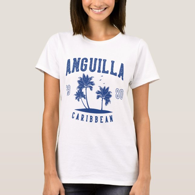 T-shirt Anguilla Caribbean Palm Tree 1980 (Devant)