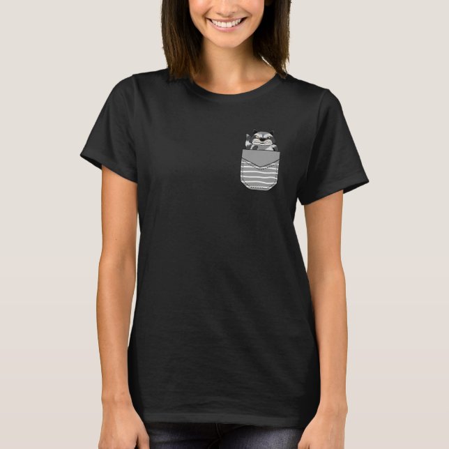 T-shirt Animal Angry Raccoon In Pocket (Devant)