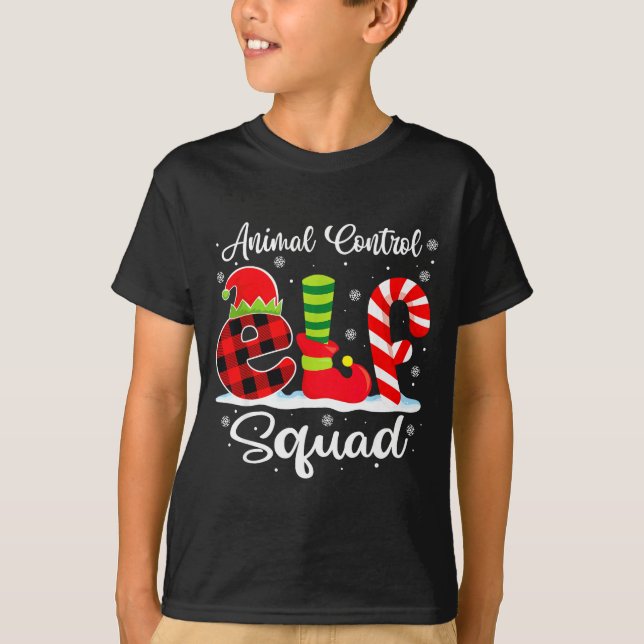T-shirt Animal Control Elf Squad Christmas Officer Matchin (Devant)