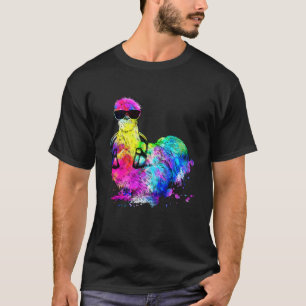 T-shirt Animal de ferme poulet soyeux Retro Pop avec casqu