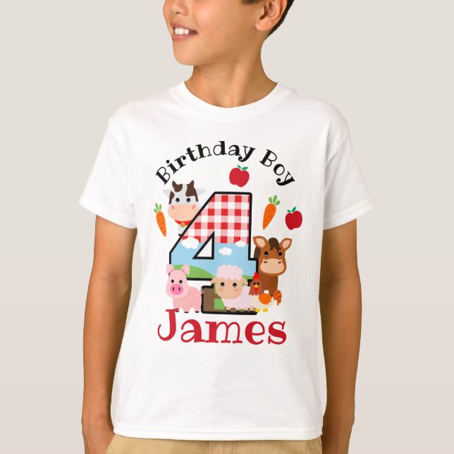 T-shirt Animal de ferme Quatrième anniversaire 4 | Anniver (Devant)