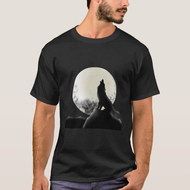 T-shirt Animal de loup de lune (Devant)
