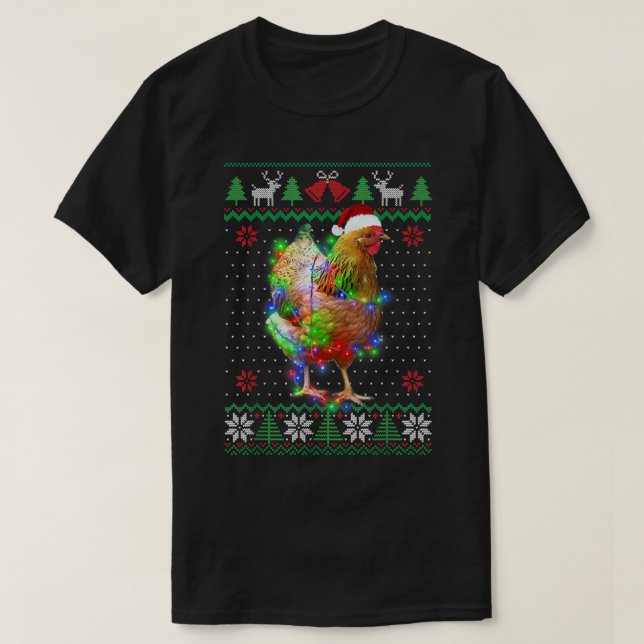 T-shirt Animal de poule Douleur moche de Noël Chiot Animal (Design devant)