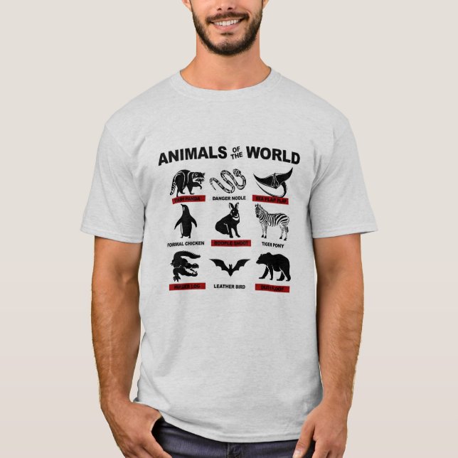 T-shirt animal du monde poubelle nouille de danger de pand (Devant)