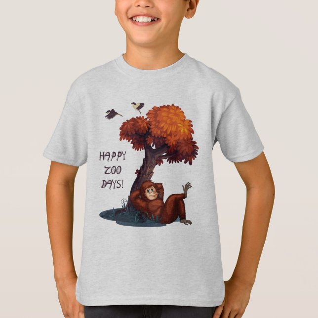 T-shirt Animal heureux de la faune de garçon de jours de (Devant)