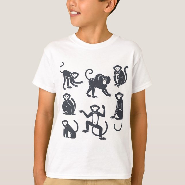 T-shirt animal mignon amusant pour singe enfant (Devant)