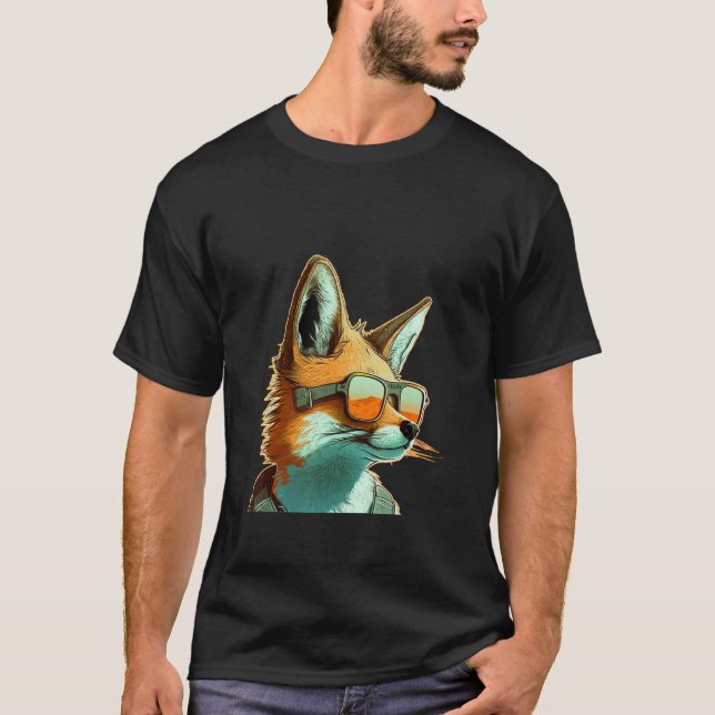 T-shirt Animals Graphic  Fox Wearing Sunglasses 3 (Devant)