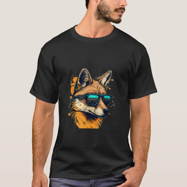 T-shirt Animals Graphic  Wolf Wearing Sunglasses 1 (Devant)