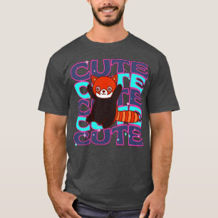 T-shirt Animaux adorables Cute Red Panda Grey et Azure Col