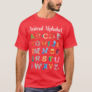 T-shirt Animaux Alphabet Apprentissage ABC Animaux vintage