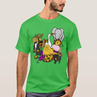 T-shirt Animaux ayant une fête de pizza ami
