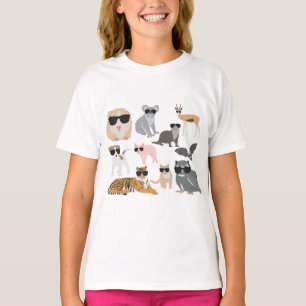 T-shirt Animaux cool et amusants portant des lunettes de s
