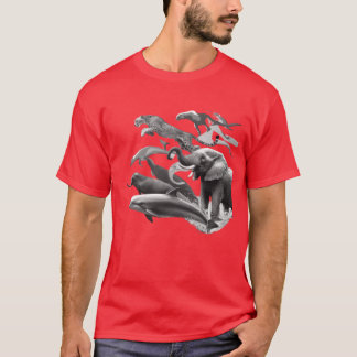 T-shirt Animaux dans des poses dynamiques rétro