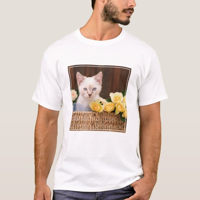 T-shirt Animaux de bébés cutest | Roses chats et jaunes (Devant)