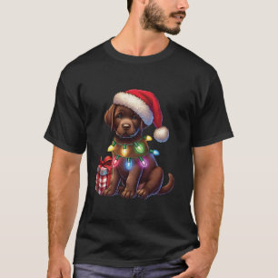 T-shirt Animaux de compagnie Chocolat Labrador Chien Santa