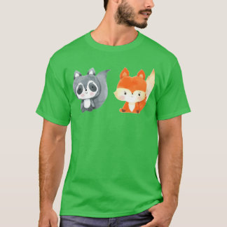 T-shirt animaux de dessin animé amis raton laveur et aquar
